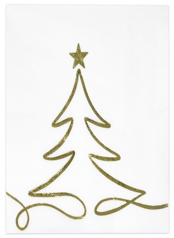 Gift Boutique 100 Pcs Christmas Tree Cocktail Beverage Napkins Disposable Paper Xmas Gold Foil Dessert Napkin Holiday Party Supplies Decor - Image 5